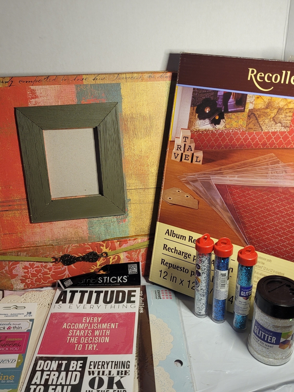 Scrap Book/ Photo Album Crafting Bundle Glitter Stickers Doilies